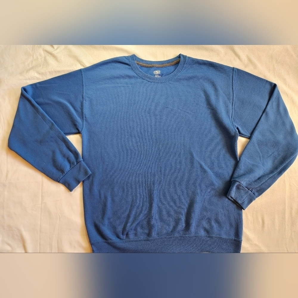 Athletic Works Mens Blue Long Sleeve Crewneck Pullover Sweatshirt Size Medium
